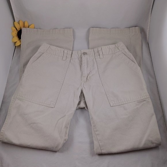 Jalate Womens Flare Leg Jeans in Beige 3/4